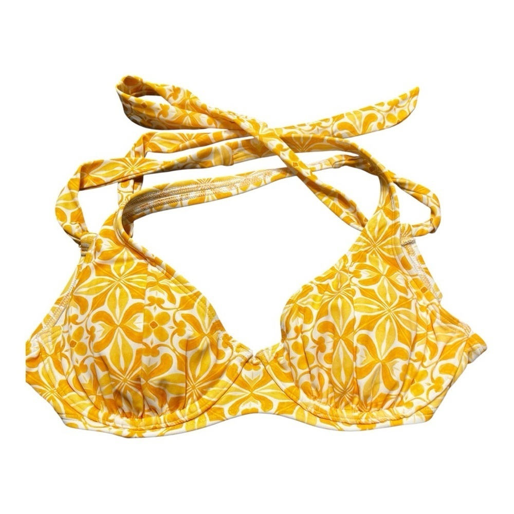 ❤️3/$15 NWT Shade & Shore Yellow Floral Women's Bikini Top 34C